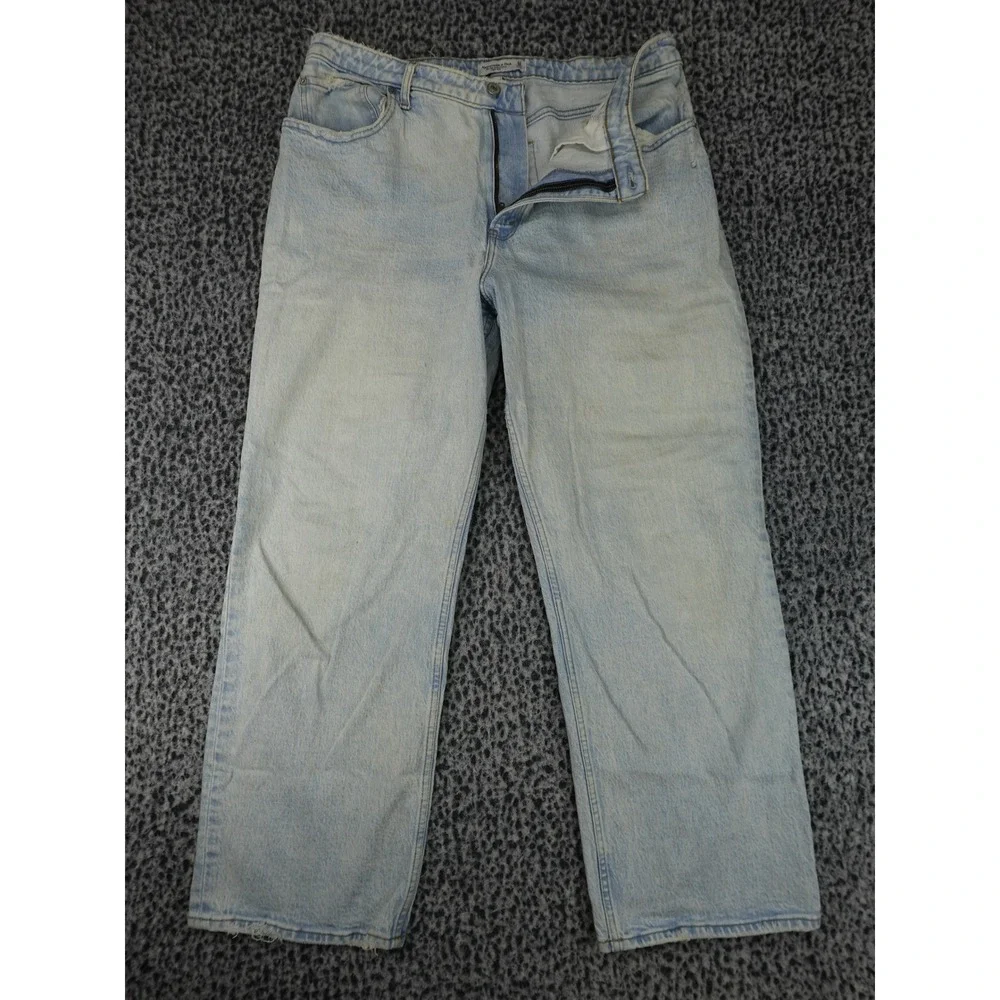 Abercrombie & Fitch 90s Relaxed Jean Womens 33/16S Light Wash High Rise Blue